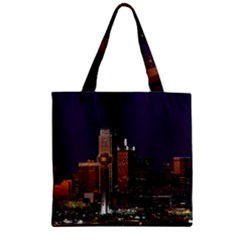 Dallas Texas Skyline Dusk Usa Zipper Grocery Tote Bag by Simbadda