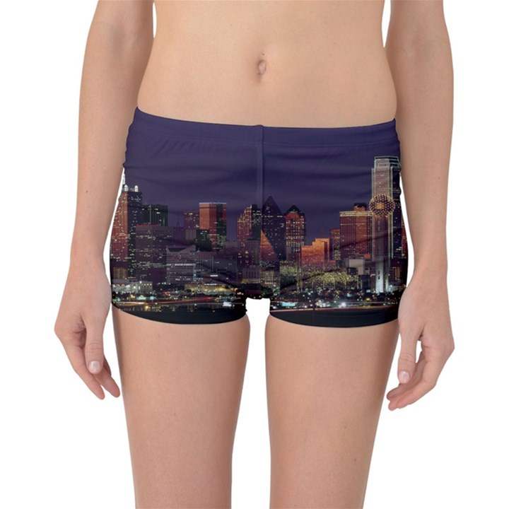 Dallas Texas Skyline Dusk Usa Reversible Boyleg Bikini Bottoms