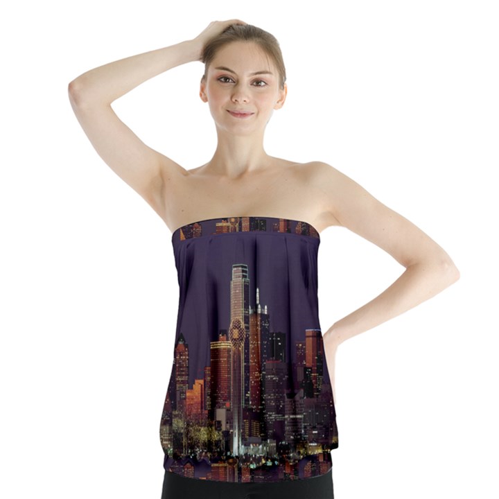 Dallas Texas Skyline Dusk Usa Strapless Top