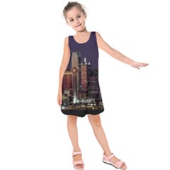 Dallas Texas Skyline Dusk Usa Kids  Sleeveless Dress