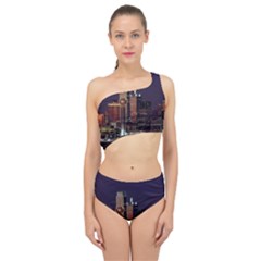 Dallas Texas Skyline Dusk Usa Spliced Up Swimsuit by Simbadda