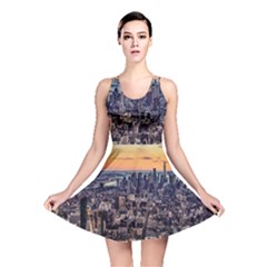 New York Skyline Architecture Nyc Reversible Skater Dress