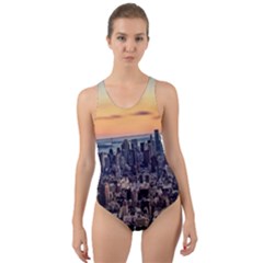 New York Skyline Architecture Nyc Cut-out Back One Piece Swimsuit