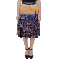 New York Skyline Architecture Nyc Folding Skater Skirt