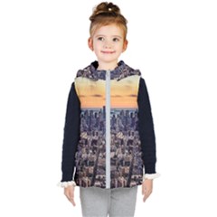 New York Skyline Architecture Nyc Kid s Hooded Puffer Vest