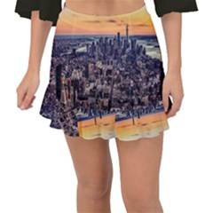 New York Skyline Architecture Nyc Fishtail Mini Chiffon Skirt by Simbadda