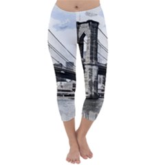 City Skyline Skyline City Cityscape Capri Winter Leggings  by Simbadda