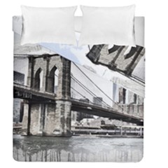 City Skyline Skyline City Cityscape Duvet Cover Double Side (queen Size) by Simbadda