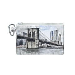 City Skyline Skyline City Cityscape Canvas Cosmetic Bag (small) by Simbadda