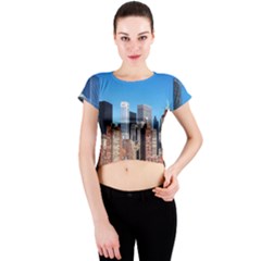 Skyscraper Architecture City Crew Neck Crop Top by Simbadda