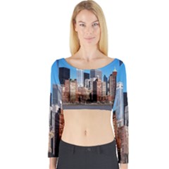 Skyscraper Architecture City Long Sleeve Crop Top by Simbadda