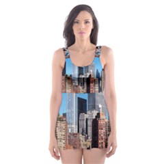 Skyscraper Architecture City Skater Dress Swimsuit by Simbadda