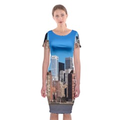 Skyscraper Architecture City Classic Short Sleeve Midi Dress by Simbadda