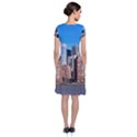 Skyscraper Architecture City Short Sleeve Front Wrap Dress View2