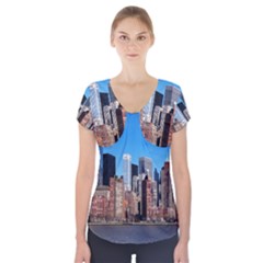 Skyscraper Architecture City Short Sleeve Front Detail Top by Simbadda