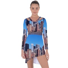 Skyscraper Architecture City Asymmetric Cut-out Shift Dress by Simbadda