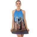 Skyscraper Architecture City Halter Tie Back Chiffon Dress View1