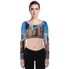 Skyscraper Architecture City Velvet Crop Top by Simbadda