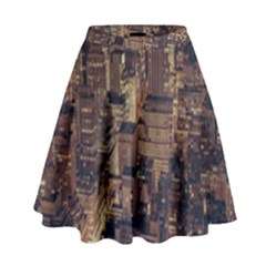 New York City Skyline Nyc High Waist Skirt by Simbadda