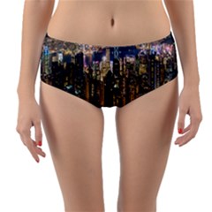 Panorama Urban Landscape Town Center Reversible Mid-waist Bikini Bottoms by Simbadda