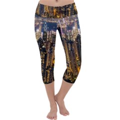 Panorama Urban Landscape Town Center Capri Yoga Leggings by Simbadda