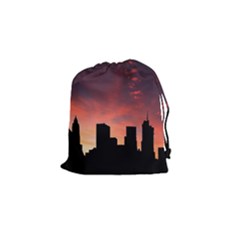 Skyline Panoramic City Architecture Drawstring Pouches (small)  by Simbadda