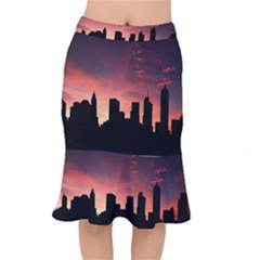 Skyline Panoramic City Architecture Mermaid Skirt by Simbadda