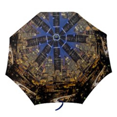 Skyline Downtown Seattle Cityscape Folding Umbrellas by Simbadda