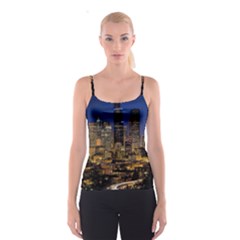 Skyline Downtown Seattle Cityscape Spaghetti Strap Top by Simbadda