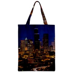 Skyline Downtown Seattle Cityscape Zipper Classic Tote Bag by Simbadda