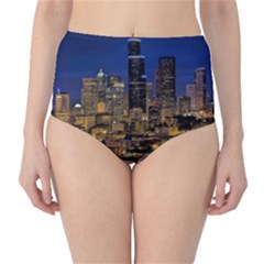 Skyline Downtown Seattle Cityscape Classic High-waist Bikini Bottoms by Simbadda