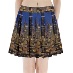 Skyline Downtown Seattle Cityscape Pleated Mini Skirt by Simbadda