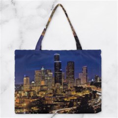 Skyline Downtown Seattle Cityscape Zipper Medium Tote Bag by Simbadda