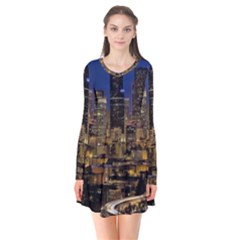 Skyline Downtown Seattle Cityscape Flare Dress by Simbadda