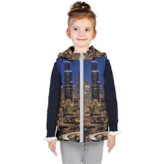 Skyline Downtown Seattle Cityscape Kid s Hooded Puffer Vest by Simbadda