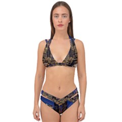 Skyline Downtown Seattle Cityscape Double Strap Halter Bikini Set by Simbadda