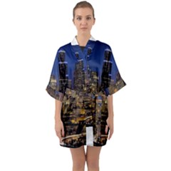 Skyline Downtown Seattle Cityscape Quarter Sleeve Kimono Robe by Simbadda