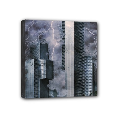 Digital Art City Cities Urban Mini Canvas 4  X 4  by Simbadda