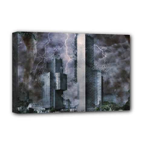 Digital Art City Cities Urban Deluxe Canvas 18  X 12   by Simbadda