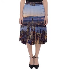 Panoramic City Water Travel Folding Skater Skirt by Simbadda