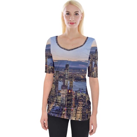 Panoramic City Water Travel Wide Neckline Tee by Simbadda