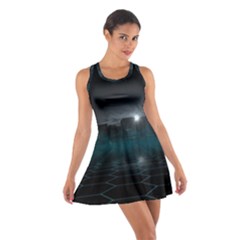 Skyline Night Star Sky Moon Sickle Cotton Racerback Dress by Simbadda