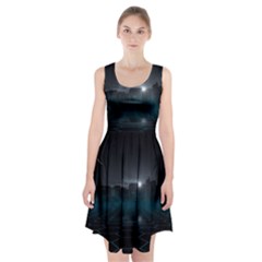 Skyline Night Star Sky Moon Sickle Racerback Midi Dress by Simbadda