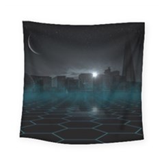 Skyline Night Star Sky Moon Sickle Square Tapestry (small)