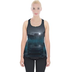 Skyline Night Star Sky Moon Sickle Piece Up Tank Top by Simbadda