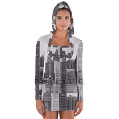 Architecture City Skyscraper Long Sleeve Hooded T-shirt by Simbadda