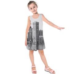 Architecture City Skyscraper Kids  Sleeveless Dress by Simbadda