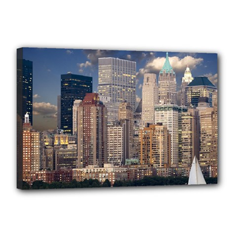 New York Skyline Manhattan Hudson Canvas 18  X 12  by Simbadda