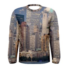 New York Skyline Manhattan Hudson Men s Long Sleeve Tee by Simbadda