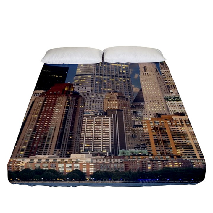 New York Skyline Manhattan Hudson Fitted Sheet (California King Size)